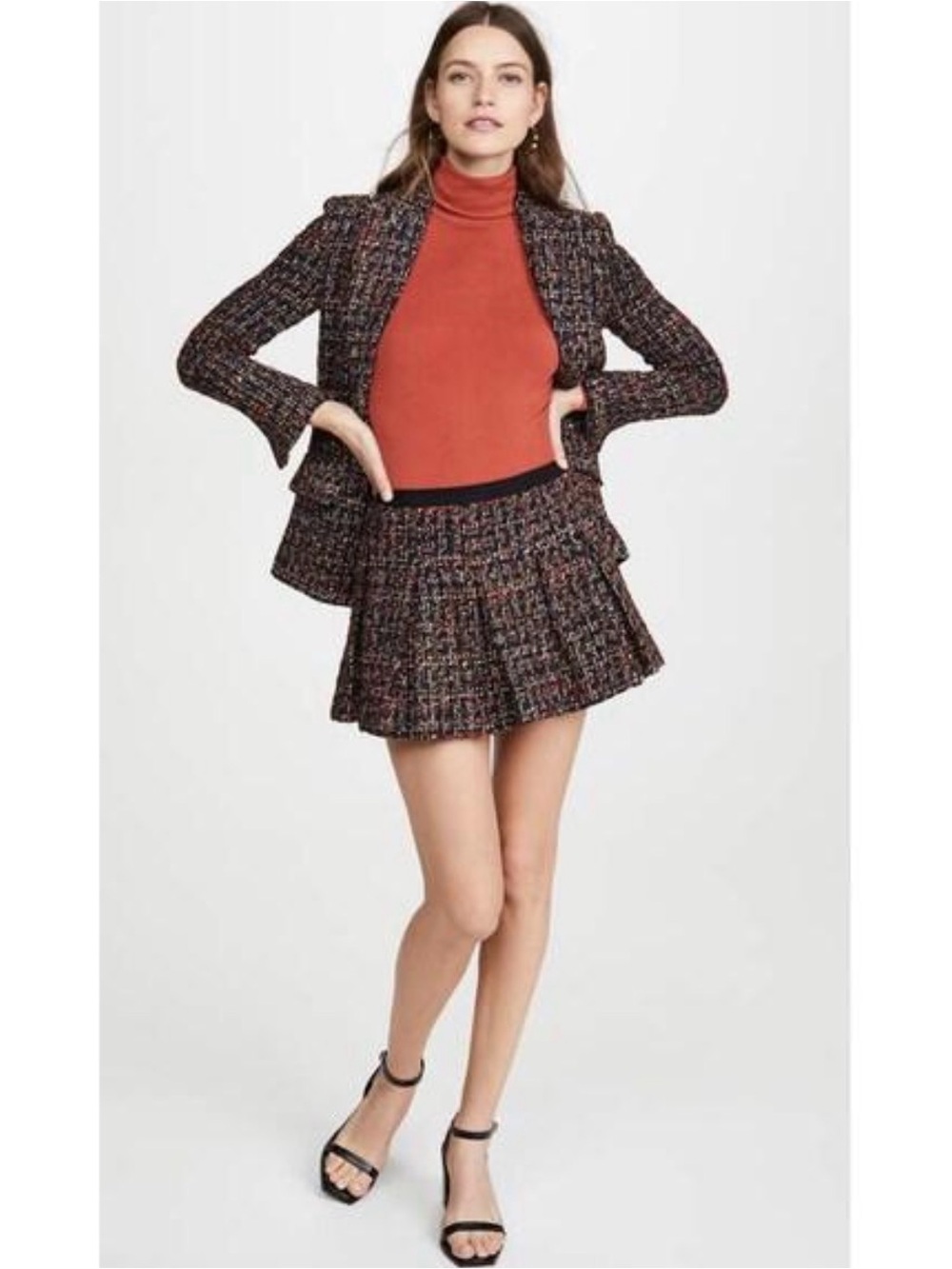 Amanda Uprichard Multicolor Tweed Pleated Mini Skort